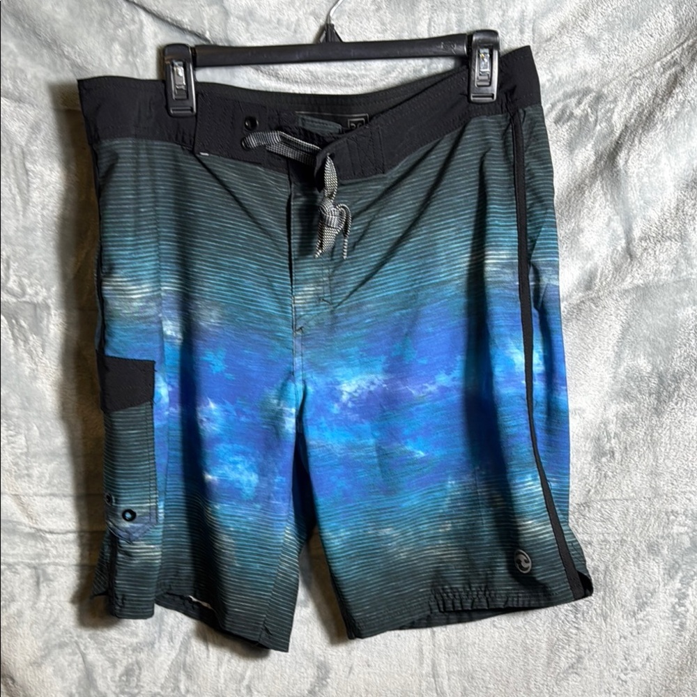 Ocean currents Men's Blue and Black Swim Shorts size 36‎ no netting swim trunks
